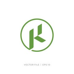 initial letter K leaf circle monogram logo