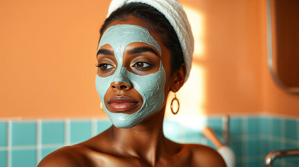Woman Applying a Face Mask