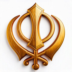 golden symbol sikhism on white backgroud isloated 