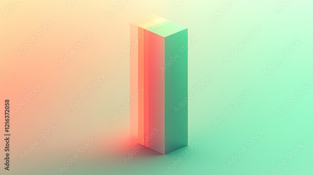 Poster Pastel Green Rectangular Prism Minimalist Design Soft Gradient Background