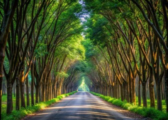 Obraz premium Phuket Rubber Plantation Tree Tunnel Summer