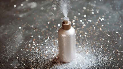 A stylish snow spray can with a shimmering finish for winter festivities.