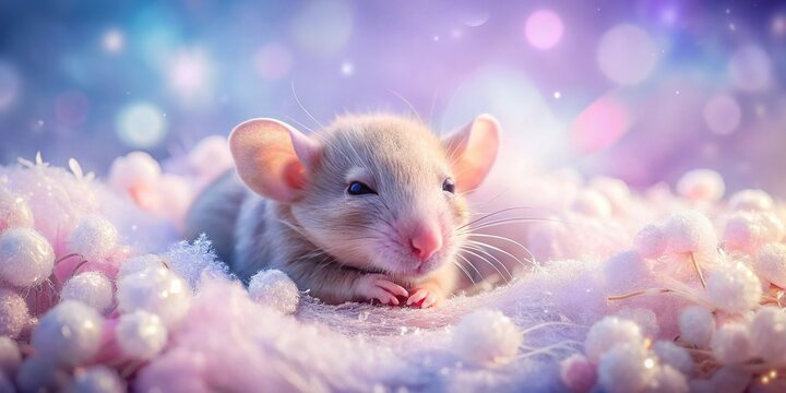 Pinky mouse dreams, double-exposed, newborn.