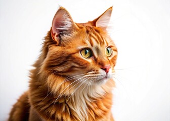 Obraz premium Red Cat Portrait - Isolated on White - Sharp Bright Colors