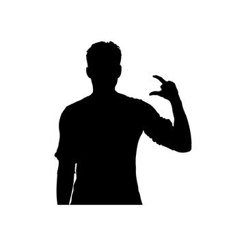 recommend clip art: 
                    Silhouette of a man making a check mark gesture, symbolizing approval and success, in black and white.