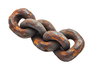 Obraz premium Rusty chain link, showcasing texture and history in metal art isolated on transparent background