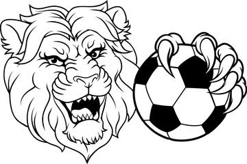A lion soccer football ball animal sports team mascot
