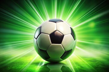 Naklejka premium Soccer Ball on Vibrant Green Background - Sporty Ai Photo