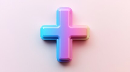 Obraz premium Pastel Rainbow Plus Sign 3D Render Soft Background