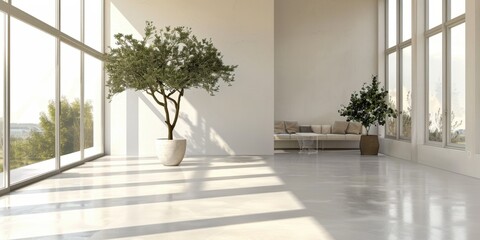 Fototapeta premium Modern Minimalist Interior Design with Sunlight