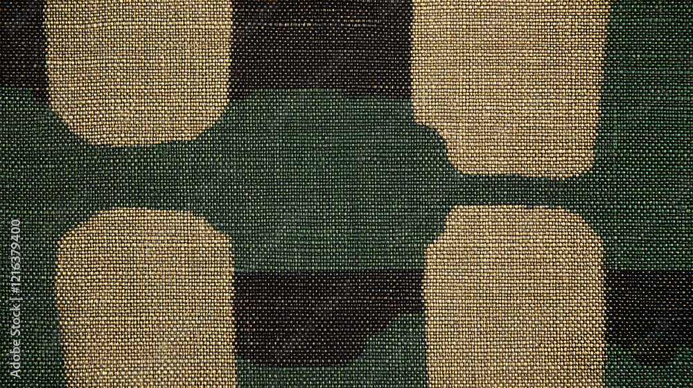 Aufkleber green and black fabric with square patterns for textile and design applications