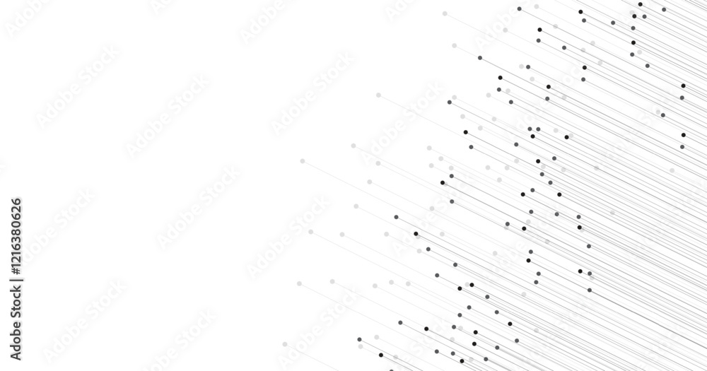 Poster Abstract dot point connection with line on white background. High-tech Network technology dots and lines connection system.Vector technology on a white background.	