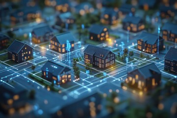 Digital smart grid infrastructure ensuring efficient energy distribution in a futuristic urban setting.