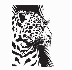 Jaguar Head Vector Art. Side View Of A Jaguar Head vector image on white background.