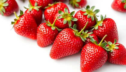 Fresh ripe strawberries on a white plate