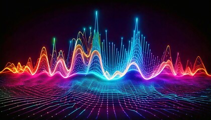 Visual representation of ultrasonic waves in a vibrant neon spectrum