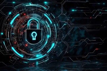 Artistic representation of security, blending abstract forms with technological motifs.
