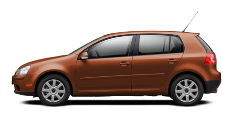 Modern European car with a side view, hatchback body, all brown. In png format on a transparent background.