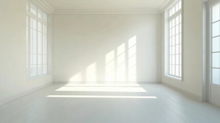 Fototapeta premium a room with a white floor and a window