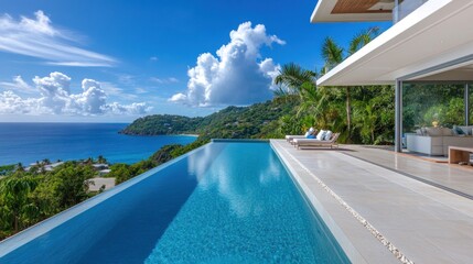 Fototapeta premium Luxury Villa Infinity Pool with Ocean View