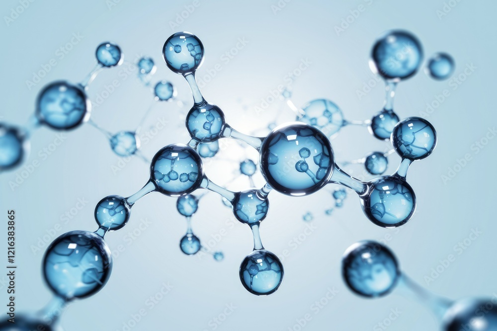 Poster a 3d rendering of a complex molecule structure, illustrating the intricate connections between atoms