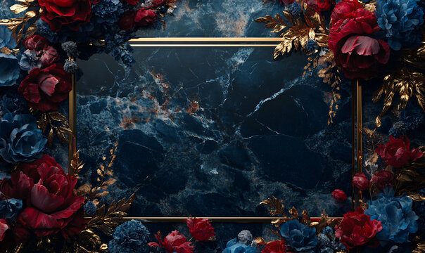 dark background with roses, empty space in the center for text