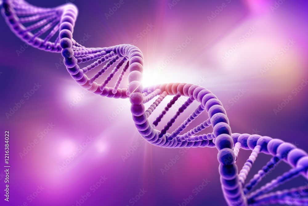 Poster a 3d rendering of a dna double helix, showcasing its intricate structure and genetic code.