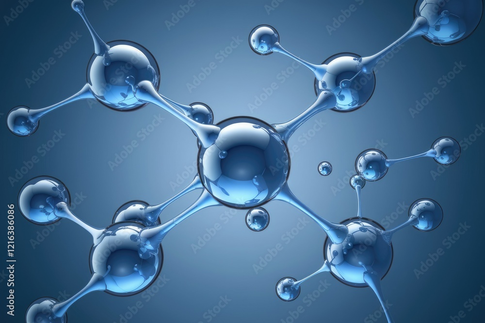 Poster abstract 3d rendering of interconnected molecules, representing atomic bonds and scientific concepts