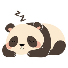 Flat vector illustration in a simple children's style. Cute panda sleeping on white background . Vector illustration © Alena
