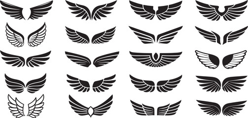 Unique wing patterns with bold and artistic styles, ideal for logo designs, branding, or symbolic graphic elements in creative projects