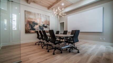 Fototapeta premium Modern Conference Room with Stylish Lighting and Contemporary Art