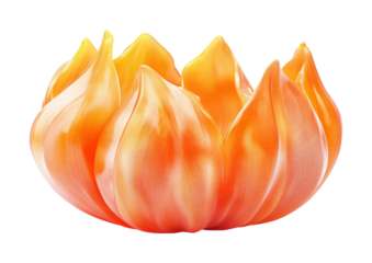 Intricately crafted orange floral sculpture radiates warmth and beauty in an artistic ensemble isolated on transparent background