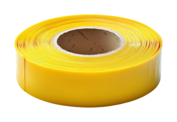 Bright yellow tape rolls ready for crafting projects in a vibrant creative workspace isolated on transparent background