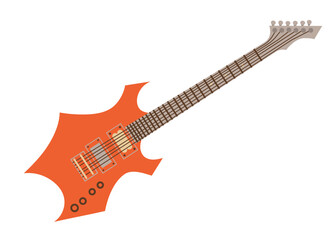Red electric guitar in clip art style. Isolated vector illustration for your design