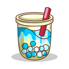 Bubble tea vector  sticker cartoon. hand draw illustration art