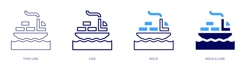 Freight icon in 4 different styles. Thin Line, Line, Bold, and Bold Line. Duotone style. Editable stroke