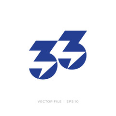 letter number 33 lightning bolt thunder logo