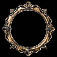 antique picture frame black background,generative ai