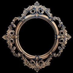 antique picture frame black background,generative ai