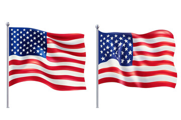 Fototapeta premium A watercolor painting of the American flag with splashes of red, white, and blue. ,on transparent background.