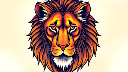 A Vibrant Detailed Illustration of a Regal Lion's Profile