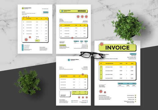 Yellow And Green Invoice