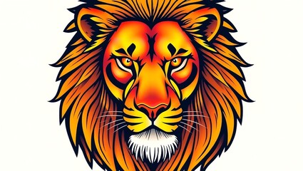 A Vibrant Detailed Illustration of a Regal Lion's Profile