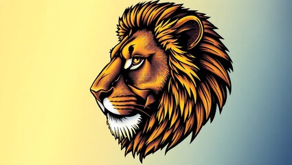 A Vibrant Detailed Illustration of a Regal Lion's Profile