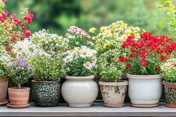 A Colorful Array of Potted Flowers