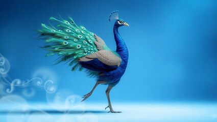 A Vibrant Majestic Peacock Frozen in Mid-Dance