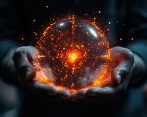 Human and AI Hands Collaboratively Design a Glowing Neural Interface Advanced Technology, Innovative Touch, Collaborative Design, Future of Interaction, Cutting-Edge Neural Network, AI-Human