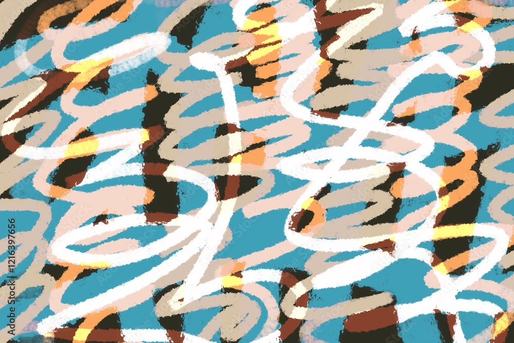 Poster vibrant abstract patterns showcasing blend of colors and shapes in dynamic design