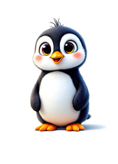 Fototapeta premium Adorable 3D Render of a Baby Penguin: A Cute and Playful Antarctic Chick