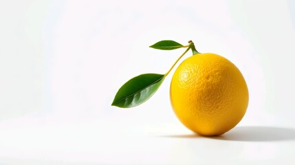 A highly detailed and realistic image of a fresh lemon placed on a clean white background.
